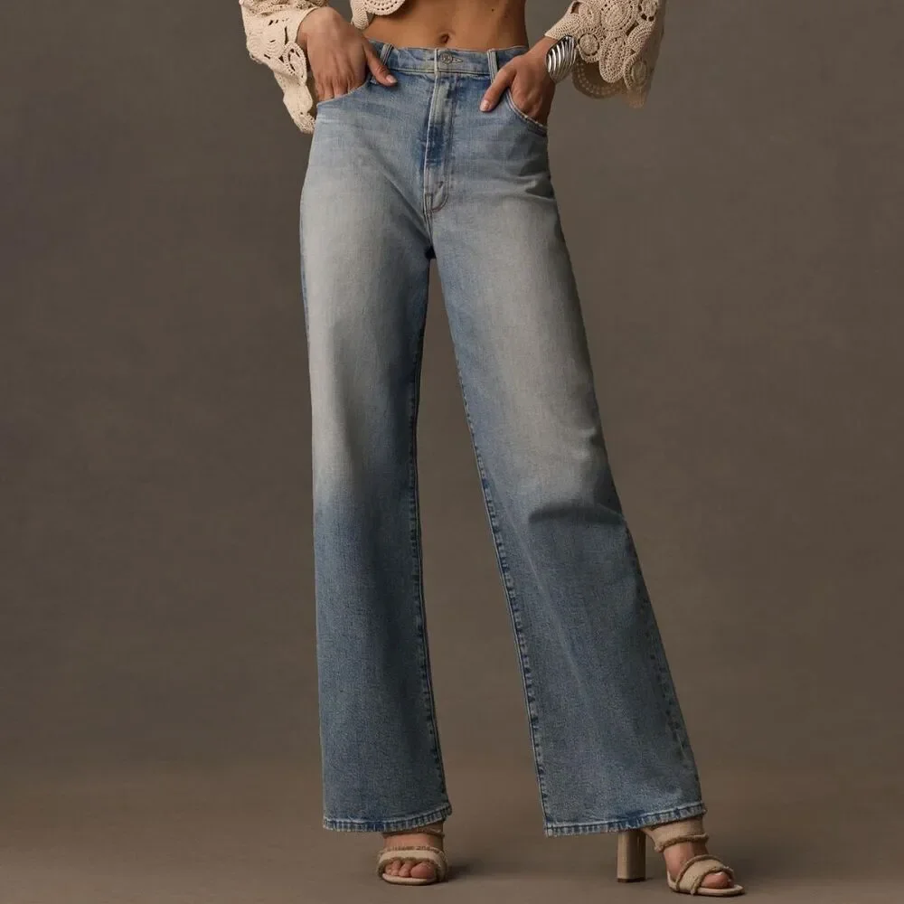 MOTHER Distressed Light Blue Flare Jeans - Picture 4 of 7